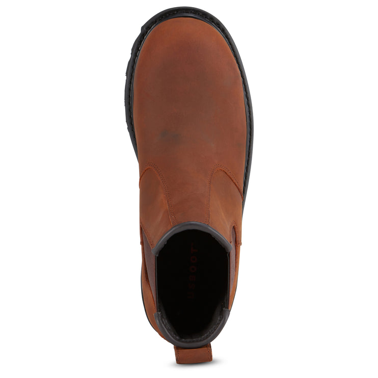 Premium Chelsea boots for men by Style Fade, steel toe, brown leather, twin gore, oil/slip-resistant, ideal for tough work environments.