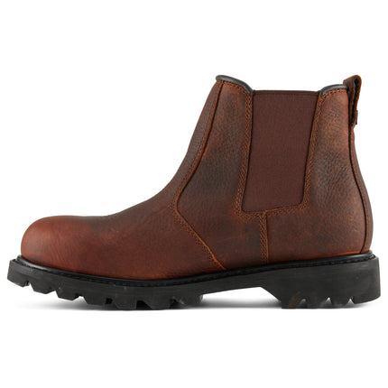 Men’s Brown Chelsea Work Boots with Crazy Horse Leather, Steel Toe Protection