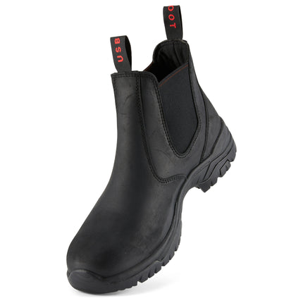 Stylish black Chelsea Boots by Style Vanish Vintage Crazy Horse, lightweight with oil/slip resistance and comfortable mesh lining.