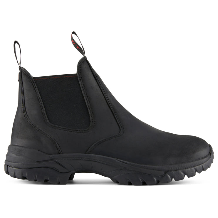 Style Vanish Vintage Crazy Horse Chelsea Boots in premium black leather, with breathable mesh lining and elastic side panels.